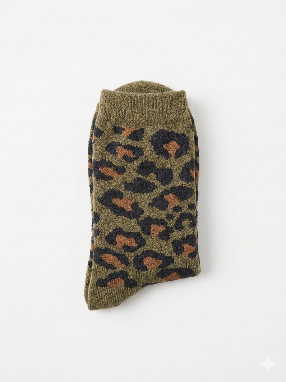 Men's Olive Leopard Print Casual Socks